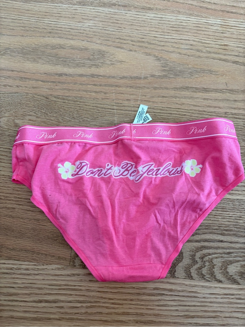 PINK Victoria's Secret Hot Pink Briefs with 'Don't Be Jealous' Print